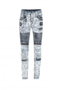 Джинсы прямого кроя с экстравагантной потертостью Cipo & Baxx, серый