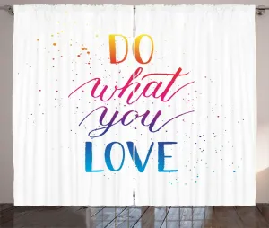 Шторы в деревенском стиле с пословицей ABAKUHAUS, красочный, вдохновляющий девиз, универсальные ленточные шторы для гостиной с петлями и крючками, 280 x 225 см, бархатисто-розовый и голубой Abakuhaus