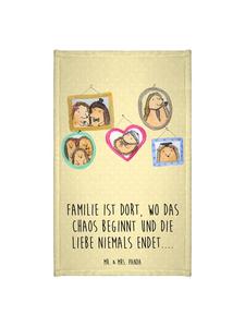 Mr. & Mrs. Panda Полотенце с изображением семейства ежиков и надписью пастельно-желтого цвета