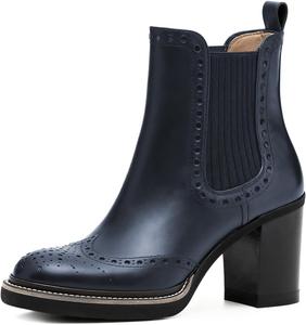 Женские ботильоны YDN Chelsea с высокими широкими каблуками, платформой, в ретро-кубинском стиле, короткие западные ботинки для повседневной носки, зима и осень, размеры 4-16 US, Blue