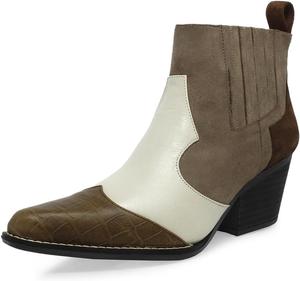 Женские ботильоны YDN с закрытым носком, модные, на средним каблуке, с эластичной вставкой, сшитые из разных материалов, удобные для ежедневной носки, размеры 4-16 US, Olive Multi