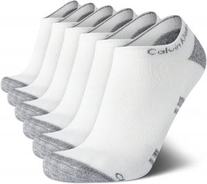 Мужские носки Calvin Klein No Show - 6 пар мягких хлопковых носков с низкой посадкой, мягкие, для мужчин, для занятий спортом и бега, White Assorted