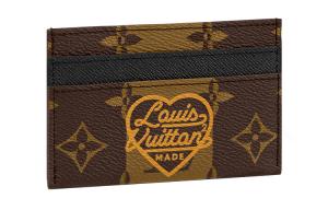 X Nigo Держатель для двух карт Монограмма Полоски Коричневый LOUIS VUITTON