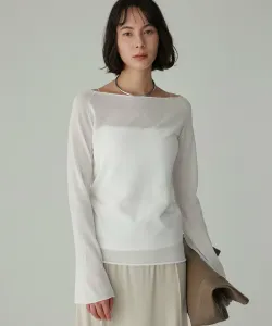 Пуловер с вырезом-лодочкой из плотной ткани Babylone, цвет White 10