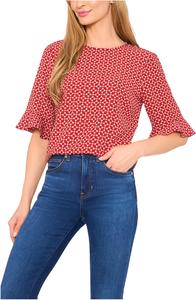 Топ CeCe Elbow Sleeve Ruffle Cuff Crew Neck Top, цвет Mulberry Red