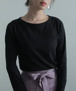 Рубашка с длинными рукавами и вырезом-лодочкой, сшитая вручную, симпатичная блузка с длинными рукавами Pourvous, цвет Black