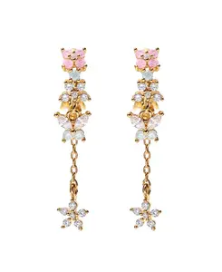 Серьги-Кольца с подвесками в стиле Мари, покрытые кристаллами и золотом Girls Crew, gold