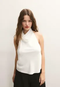 Блузка с завязками на шее Stradivarius, White