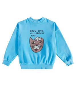 Свитшот из хлопка с изображением кота Jellymallow, светло-синий