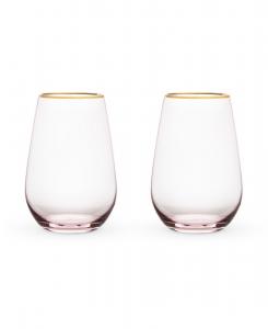 Набор из 2 бокалов для вина без ножки из розового хрусталя Twine, розовый