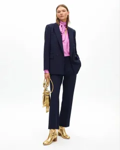 Женские прямые брюки с поясными шлевками и декоративными пуговицами Lola Casademunt, темно-синий