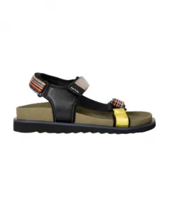 Фирменные полосатые сандалии на липучках. Paul Smith, черный