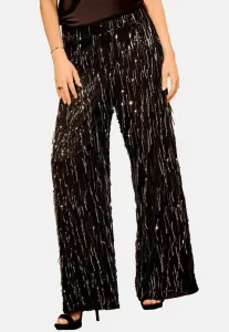 Широкие брюки прямого кроя с пайетками и кисточками Love & Roses, Black Silver