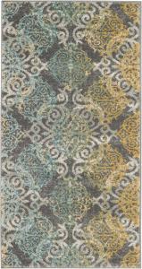Ковер SAFAVIEH, 67 x 122 см, Evoke Collection Grey/Ivory EVK230D Medallion Damask Non-Shedding для гостиной и спальни