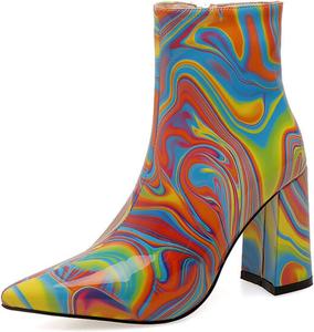 Женские ботильоны Vujkliy 9 см/3,5 дюйма с толстым каблуком, заостренным носком, боковой молнией, высокие каблуки, сексуальные повседневные модные ботинки больших размеров, Suit