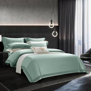 HAMMYKOTI Комплект постельного белья скандинавского стиля из египетского хлопка 1000TC с ажурной вышивкой и кружевом Green