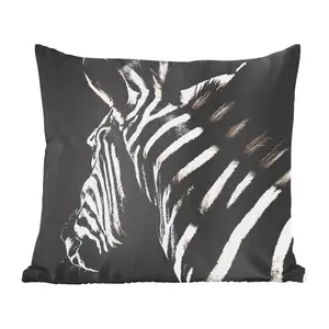 Декоративная подушка для дивана, декоративная подушка для гостиной, 45x45 см, зебра, животное, белый цвет, подушка для сна, подушка для дивана MuchoWow