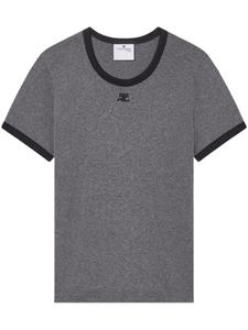 Courrèges футболка с вышитым логотипом, серый
