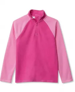 Флисовая кофта на каждый день для девочек с застежкой-молнией на четверть длины Lands' End, розовый