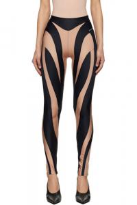 Леггинсы со спиралью черного и коричневого цветов Mugler