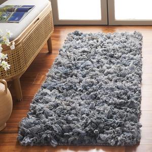 Ковер-дорожка SAFAVIEH, 69 x 183 см, Rio Shag Collection, Light Grey, ручной работы, декоративный, идеально подходит для помещений с высокой проходимостью в гостиной, спальне (SG951J)