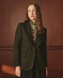 Женский пиджак в елочку с накладками на локтях Lloyd's, зеленый