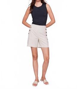 Льняные эластичные шорты с пуговицами бежевого цвета Charlie B, бежевый