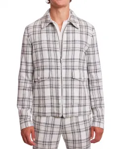 Мужская куртка-бомбер Milo в облегающем крое Slim Fit с длинными рукавами и застежкой-молнией спереди в клетку Paisley & Gray, белый