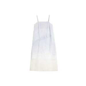 ELLE Женское платье без рукавов синее с квадратным вырезом тонкое средней длины