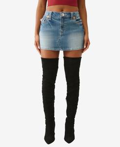 Женская юбка Sadie с отворотом и отделкой из веревки True Religion, Medium Wash