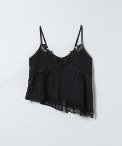 Асимметричная кружевная майка в стиле пэчворк Jeanasis, цвет Black(09)