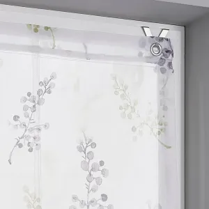 Короткая римская штора Danny с подвеской на крючках, свободно свисающая, с печатью, установка без сверления, крючки для окон включены Kutti, серый/зеленый/слоновая кость