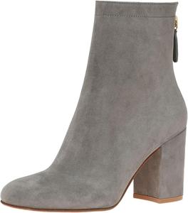 Женские ботильоны FOWT с круглым носком и задней молнией, удобные, с массивным средним каблуком, теплая обувь для зимы и осени, для работы, вечеринок и выпускных, размеры 4-16 US, Grey
