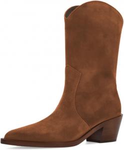 Maiyang Women Stacked массивные ботинки с низким каблуком, западные ботинки с заостренным носком, классические повседневные ботинки для вечеринки для ковбой, размер 4-16 US, Sienna