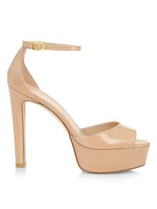 Кожаные сандалии на платформе Stuart Weitzman, цвет Adobe