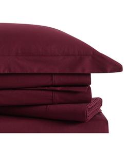 Комплект постельного белья из 4 предметов, однотонный хлопковый перкаль, размер Queen Brooklyn Loom, цвет burgundy