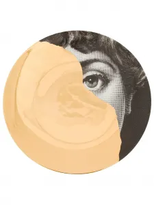 Тарелка с принтом лица, 26 см, Fornasetti, черный