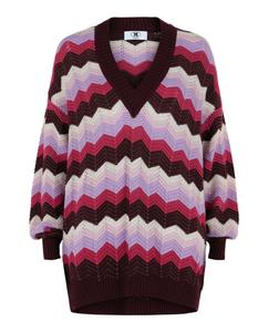 Свободный свитер с V-образным вырезом и узором «зигзаг» M Missoni, Lilac Pink White
