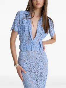 Платье миди Skyline Lace с поясом MOOS STUDIO, синий