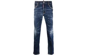 Джинсы скинни с принтом в виде брызг краски DSQUARED 2, синий