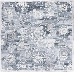 Ковер SAFAVIEH, 183 x 183 см, Glamour Collection, Grey & Ivory, ручная работа из вискозы, идеален для помещений с высокой проходимостью в гостиной, спальне (GLM569G)