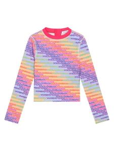 Dolce & Gabbana топ для плавания с длинными рукавами и логотипом, розовый