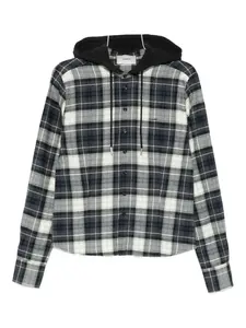 Рубашка с капюшоном в клетку Coperni, белый