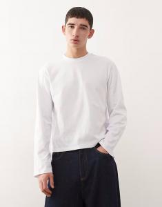 Укороченная футболка свободного кроя с длинными рукавами белого цвета Reclaimed Vintage