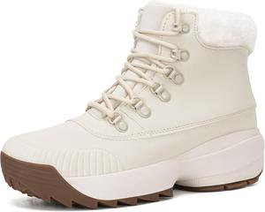 Водонепроницаемые зимние сапоги для женщин丨Утепленные сапожки с меховой подкладкой丨Противоскользящие облегченные уличные прогулочные ботинки丨Легкие, удобные повседневные короткие сапоги из замши и кожи TEYTAP, White 3018