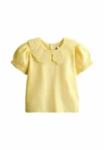 Футболка стандартного кроя с воротником-стойкой и принтом в стиле бродери. Jojo Maman Bébé, Light Yellow