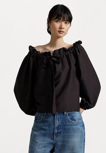 Блуза Polo Ralph Lauren RUFFLE COLLAR COTTON SILK BLOUSE, Squire Brown/Brown