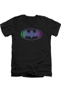 Футболка с коротким рукавом и V-образным вырезом для взрослых с логотипом Batman Gradient Bat Gildan, черный