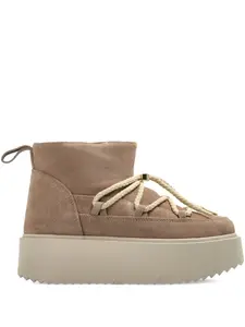 Женские ботинки Inuikii замшевые на платформе со шнуровкой, бежевый