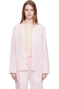 Tekla Розовая пижамная рубашка с длинными рукавами из поплина